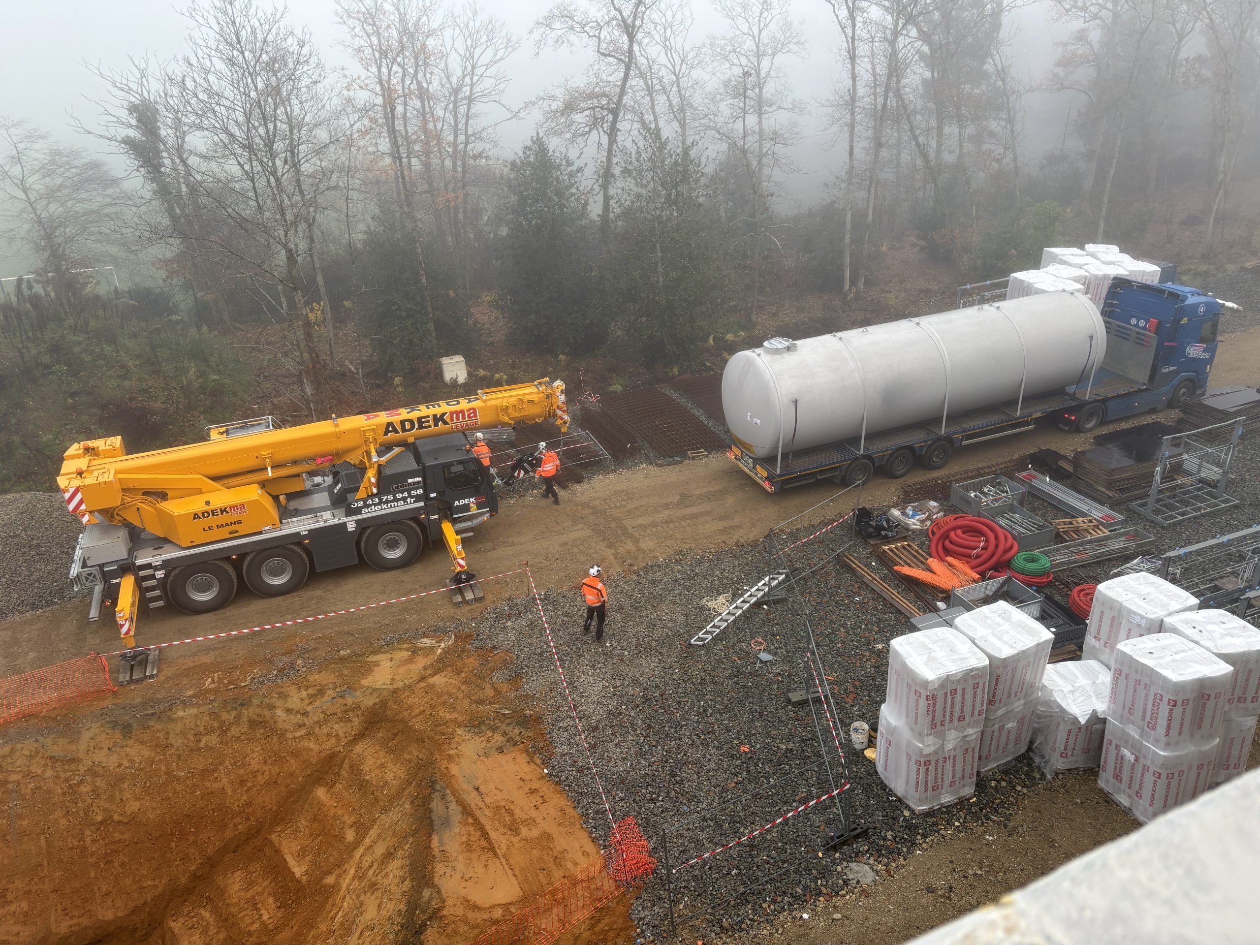 Vue d’ensemble de la zone d’intervention et préparation du levage